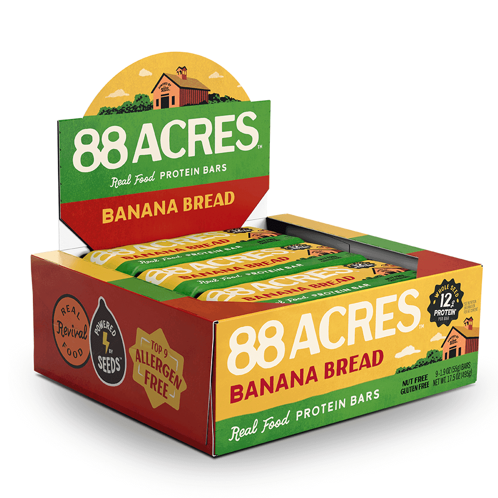 88 ACRES BANANA BREAD packshot — 12g protein, 260 calories